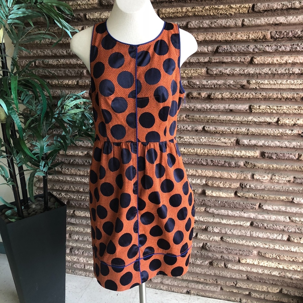 Anthropologie MAEVE Navy Blue Polka Dot Dress